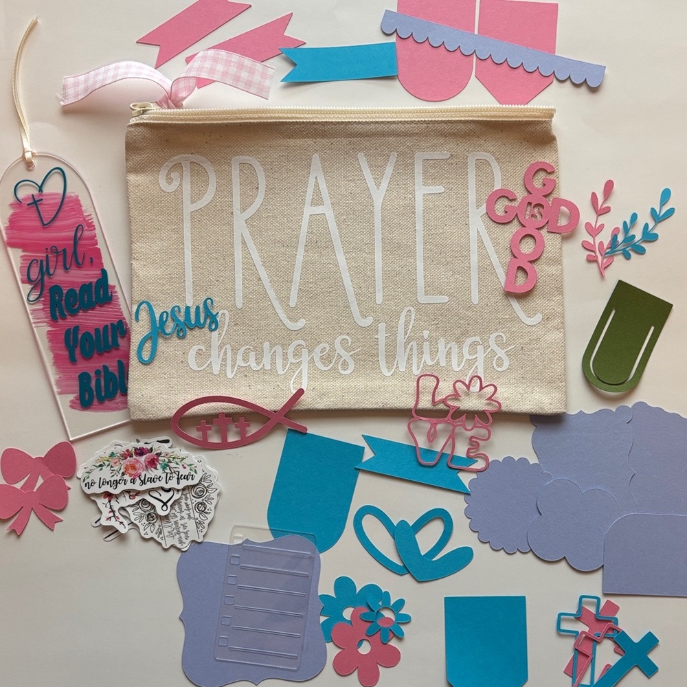 Christian Bible Journaling Canvas Pouch, Bookmark Set